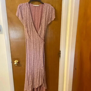 Ambercrombie & Fitch Tan White Specks Wrap Dress Women Size XL